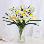 Artificial Flowers for Vases 17.7 Inch 10 Stems， Silk Dried Fake Mums Bouquet Indoor Faux Floral Arrangements for Decoration (White Narcissus)