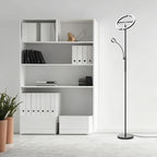 Upgraded 2-in-1 LED Floor Lamp - Dimmable Mother-Daughter Standing Lamp with Remote&Touch Control, 29W Bright Floor Reading Light, Black Modern Standing Light for Living Room Bedroom Office