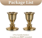 Sziqiqi Vintage Candlestick Holder Decor: Gold Taper Candle Holders Set of 2 for Dining Room Table Antique Candle Stick Holder for Fireplace Mantle