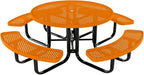 Coated Outdoor Furniture Heavy-Duty Portable Outdoor Kids Table with Umbrella Hole, Punched Steel Kids Picnic Table, Commercial-Grade, Made in America (46 In, Round, Childrens, Orange)