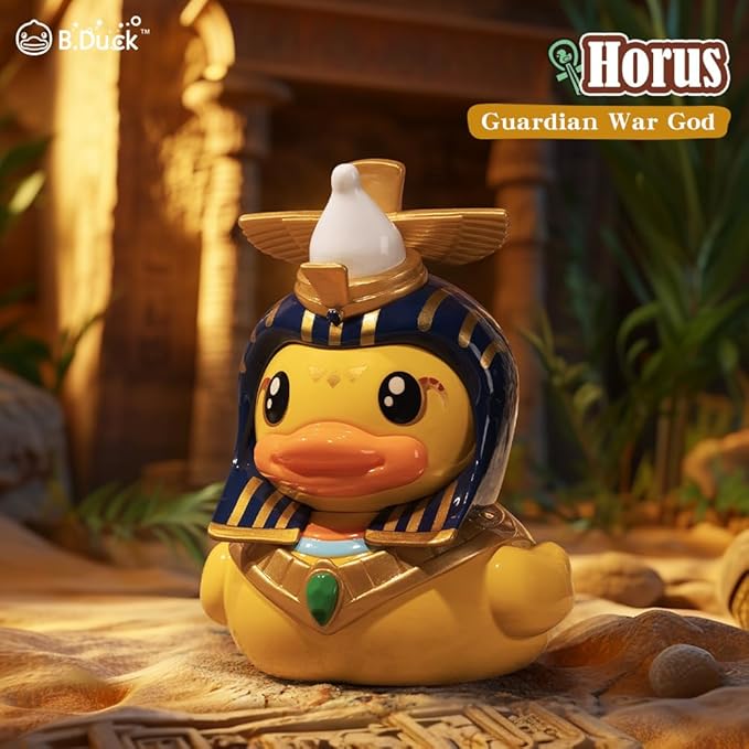B.Duck x British Museum Blind Box, Egyptian God Collectible Duck Figurines Series,Home Decorations, Holiday Birthday Gifts (B.Duck x Bastet Series, One Box)