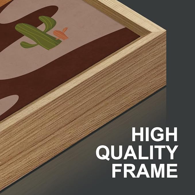 SIGNINART Boho Desert Framed Canvas Wall Art Set of 3, Colorful Sun and Moon Art Prints, Bohemian Modern Cactus Art Paintings, Southwestern Landscape Wall Decor for Living Room, Bedroom, Office 16"x24"