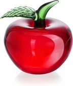 Hand Blown Glass Red Apple Figurine Crystal Fruits Collectibles Apples Art Ornament Decoration for Home Office Kitchen Gift for Women
