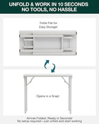 Frylr Small Folding Computer Desk – Portable 35.8 Inch Foldable Laptop Table, Collapsible and Compact for Easy Storage and Fast Setup, Lightweight for Small Spaces, Craft and Study Use, White