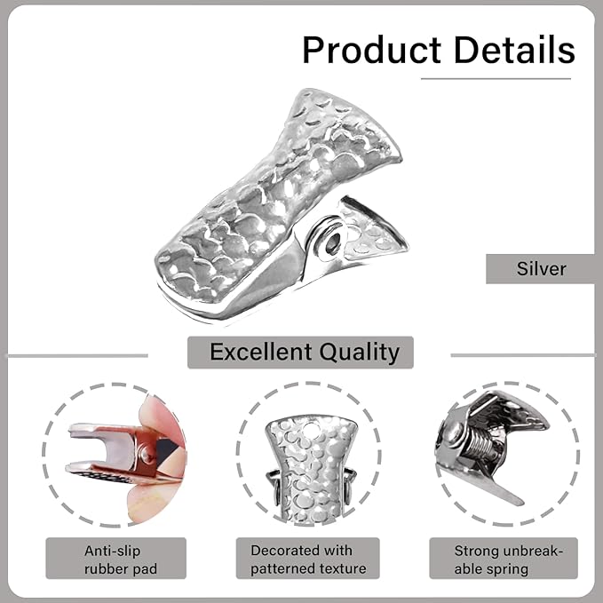 35 Pack Mini Metal Alligator Clips for Crafts Non-Slip Silicone-Coated Retro DIY Badge Small Spring Clips (Silver)