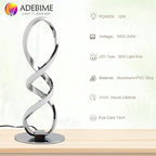 LED Spiral Bedside Table Lamp, Stepless Dimmable 12W 3000K Warm White, Modern Nightstand Desk Lamp for Bedroom, Living Room, Sliver