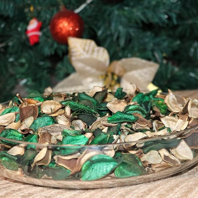 Qingbei Rina Green Potpourri Bag,Evergreen Scented Potpourri Dried Flower,Christmas Decorative Bowl Vase Filler,Home Fragrance, Winter Holiday Table Decor,8.4oz.