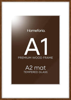 Homeforia A1 Poster Frame Brown, High End Dark Oak 23.4 x 33.1 Wooden Picture Frames Matted to 16.5 by 23.4 Photo, A1 Walnut Wood Frame with Mat A2, 23.4x33.1 Frame, Tempered Glass, Wall Kit, Set of 1