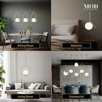 𝗠𝗢𝗗 𝗟𝗜𝗚𝗛𝗧𝗜𝗡𝗚 Jewels & Pearls | Modern Black Pendant Light Fixtures, Hanging Globe Pendant Lights for Kitchen Island Lighting, Dimmable LED Bulb Included, 1 Pack (Black | Warm White | Oval)