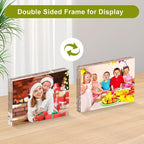 12 Pack Mini Acrylic Picture Frames 2.5 x 3.5 Inch Clear Acrylic Business Card Frame Double Sided Magnetic Photo Block Frames Wallet Size Desktop Display Stand for Office Home
