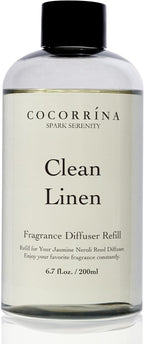 Cocorrína Clean Linen Scented Reed Diffuser Oil with 8 Sticks Fragrance for Bedroom, Bathroom, Oil Diffuser, Home Décor, 6.7 fl oz. (200 ml)