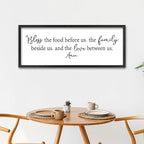 ZZJJHYWGQ Dining Room Bless The Food Before Us Wall Decor Kitchen Christian Sign 40"X15" Christian Grateful Farmhouse Large Catholic Wooden Frame Wall Hanging Art (Black)