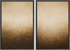 SIGNFORD Framed Canvas Print Wall Art Set Minimalist Gradient Brown Abstract Neutral Illustration Modern Art Decorative Nordic Nature for Living Room, Bedroom, Office - 16"x24"x2 Black