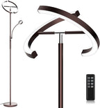 2-in-1 Brown LED Floor Lamp - 69" Dimmable Torchiere Standing Lamp with Remote Touch Control, 29W Bright Modern Floor Reading Lamp Pole Light for Living Room Bedroom Office Corner