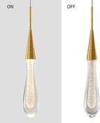 LMQNINE Kitchen Light Fixtures Ceiling Dimmable LED Modern Gold Pendant Light Mini Teardrop Crystal Pendant Light for Kitchen Island Bedroom Hallway Entryway (2-Pack)