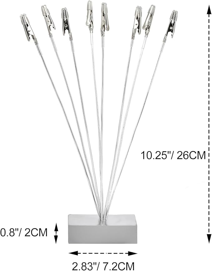 Maptipjoy Photo Tree Holder Clip Cube Base,8 - Branch Money Trees Gift Card Holder with Clips,Picture Holder Stand for Christmas Wedding Greeting Birthday Party Gift Silver