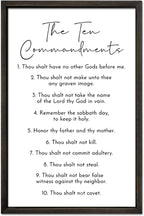 FZMHASLWW The Ten Commandments Bible Verse Wall Decor 24"X16" God Jesus Prayer Christian Saying Catholic Scripture Sign Large Wood Framed Wall Hanging Art (Black)