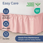 Wrap Around Dust Ruffle Bed Skirt - Baby Pink - King Size Beds w/ 12 Inch Drop - Easy Fit Elastic Strap - Adjustable Pleated Bedskirt w/Brushed Fabric - Wrinkle Free - Women, Men, Kids & Teens