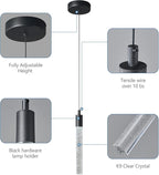 Modern Kitchen Island Pendant Light Dimmable LED Black Finish Mini Crystal Pendant Lighting Bedroom Bedside Table Small Pendant Lights（2-Pack）