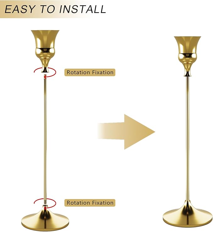 Candlestick Holders Gold, 1 Pack Taper Candle Holder for Candlesticks, Candle Sticks Holder Decor for Home Decor