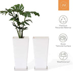 LA JOLIE MUSE 26 inch White Tall Planters for Outdoor Plants,Set of 2 Large Planters for Indoor Plants,V Shaped Tree Planters for Front Door, 26'' White With Tray