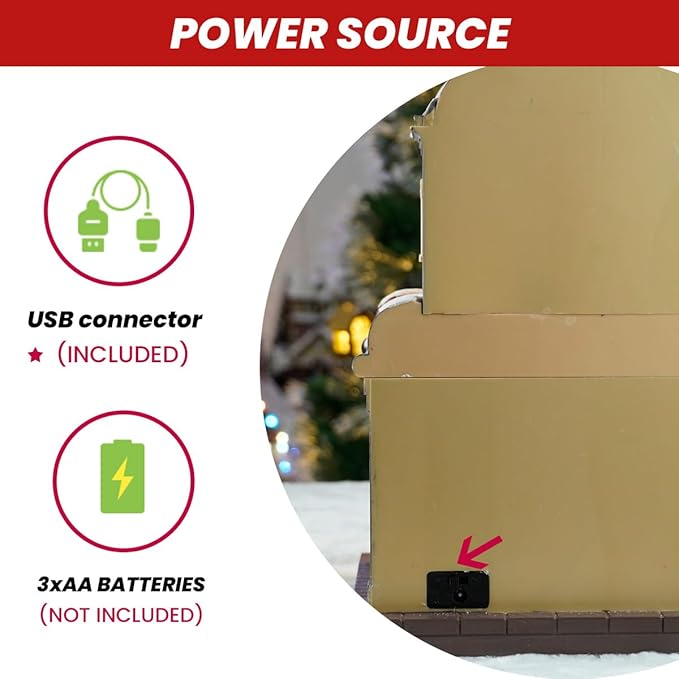 12" Animated Christmas Village House with LED Lights & Music - Spinning Train, Dynamically Moving Santa, Handpainted Resin Shop for Indoor Home Tabletop Decor