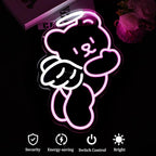 Bear Angel Neon Sign Led Neon Lights Neon Signs for Wall Decor Light Up Sign for Birthday Party Club Gift