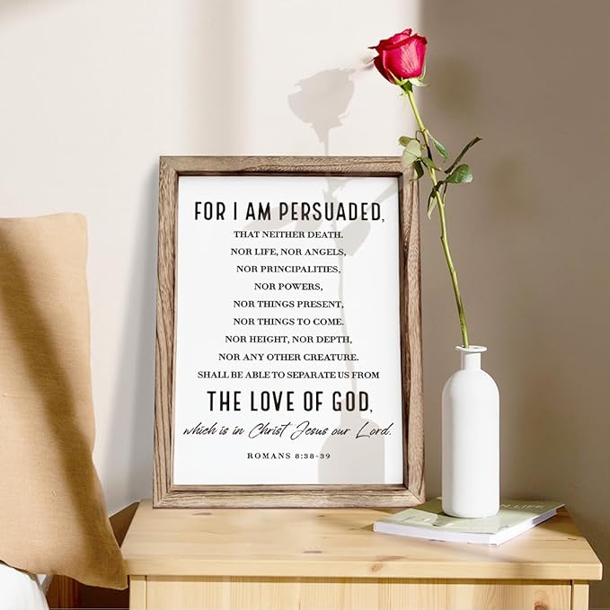 Christian Wooden Wall Sign, Decorative Signs for Home Decor, Religious Artwork, Bible Verse Decoration, Framed Wall Plaque Sign 15 * 11.5 inches, For I am Persuade