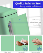 8 Gallon Slim Trash Can with Soft Close Lid, Stainless Steel Trash Can with Removal Inner Bucket, Hand -Free Trash Bin for Kitchen, Office, Laundry, Bathroom, 30 Liter Capacity, Green
