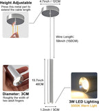 Modern LED Pendant Light Fixtures Chrome Long Tube Pendant Lights 2 Pack Pendant Lighting for Bedroom Dining Room Bar Kitchen Island Hanging Light Height Adjustable, 3000K