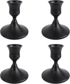 Vintage Black Taper Candle Holders Set of 4, Metal Candlestick Holders Elegant Handcrafted Décor for Weddings, Dining & Meditation,Table Centerpiece, Party, Christmas Decoration or Home Decor