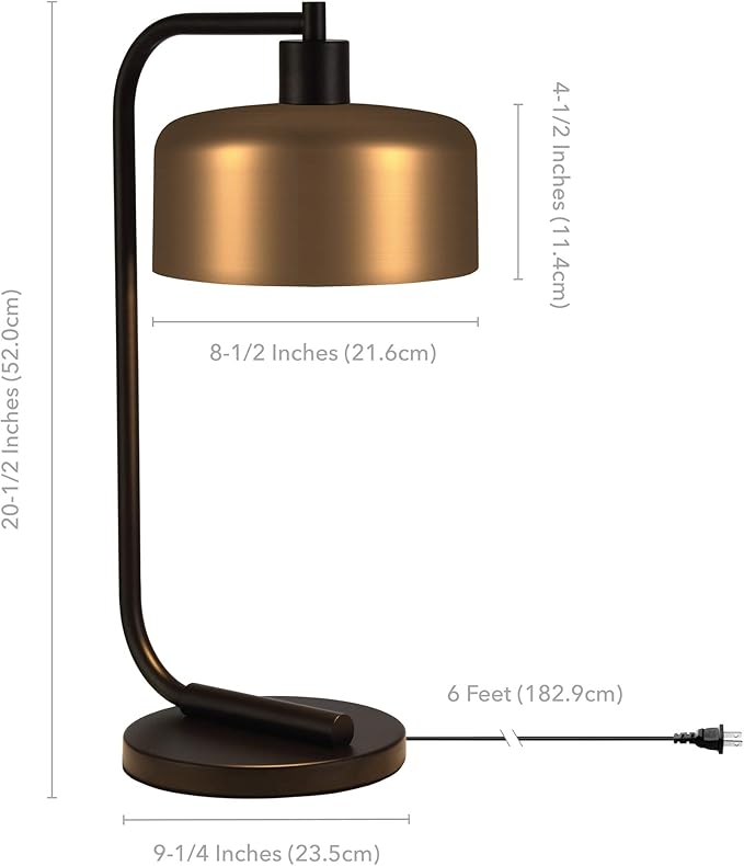 Cadmus 20.5" Tall Table Lamp with Metal Shade in Blackened Bronze/Brass/Brass