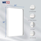 WEER White Bathroom Mirror 20X30 Inch, Rounded Rectangle White Metal Frame Mirror, Matte White Bathroom Vanity Mirror with Tempered Glass, Anti-Rust, Hangs Horizontally or Vertically