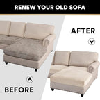 PrinceDeco Sectional Couch Covers 4 Pieces Couch Covers for Sofa Velvet Separate Couch Cover L Shape for Left/Right Chaise(3 Seater + 1 Chaise,Ivory)