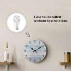Plumeet Extra Large Wall Clock, 16'' Frameless Wooden Wall Clocks with Silent Quartz Movement, Rustic Coastal Country Village Clocks Decorative for Kitchen Bedroom Living Room