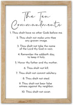 FZMHASLWW The Ten Commandments Bible Verse Wall Decor 16"X11" God Jesus Prayer Christian Saying Catholic Scripture Sign Wood Framed Wall Hanging Art (Wood)