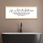 ZZJJHYWGQ Life Is Like The Bathroom Wall Decor 32×12 Inch Large Laundry Wood Framed Sign for Funny Restroom Toilet Wall Hanging Art (Wood)
