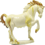 Ceramic Horse Sculpture -8 inch Hand Made -Tang Tri-Color Cultural Art Piece,Museum Collection Inspired Home and Office Decor (Ivory)
