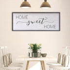 Home Sweet Home Sign Wall Decor 40"x15" Above Bed Living Room Large Wooden Framed Family Plaques Art (Black)