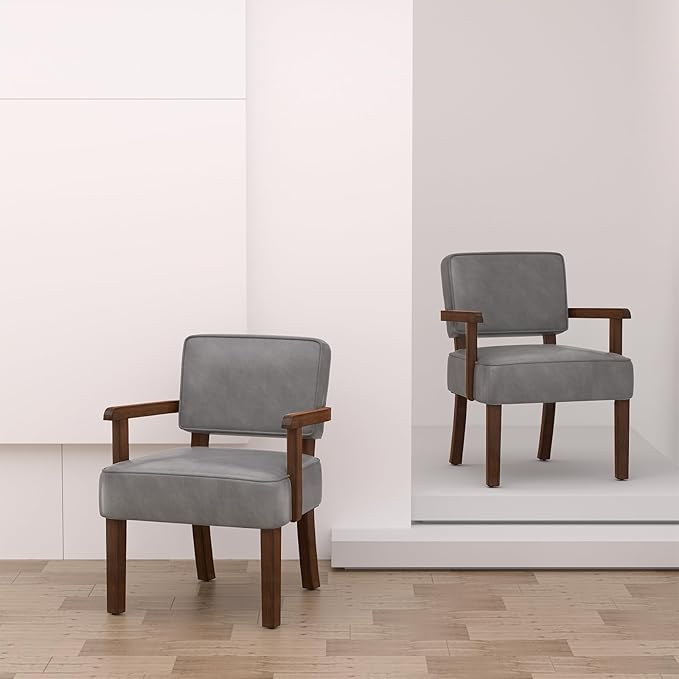 PU Leather Accent Chair, Oversized Living Room Chairs with Soft Seat and Armrests, Armchair for Bedroom, Dinning, Reading, Waiting Rooms