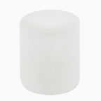 Modern Round Ottoman, Classic Foot Stool Ottoman, Teddy Fleece Upholstered Vanity Stool for Makeup, Bedroom, Living Room, White