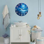 XFM Large Wall Clock Battery Operated 20 Inch Moon Lake Clock for Living Room Analog Blue Wall Clock Silent Non Ticking