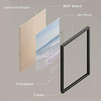 SIGNWIN Framed White Pastel Tropical Island Ocean Beach Shore Wall Art, Set of 4 Landscape Colorful Wall Decor Prints, Nature Wilderness Wall Décor for Living Room, Bedroom - 12"x16" Black