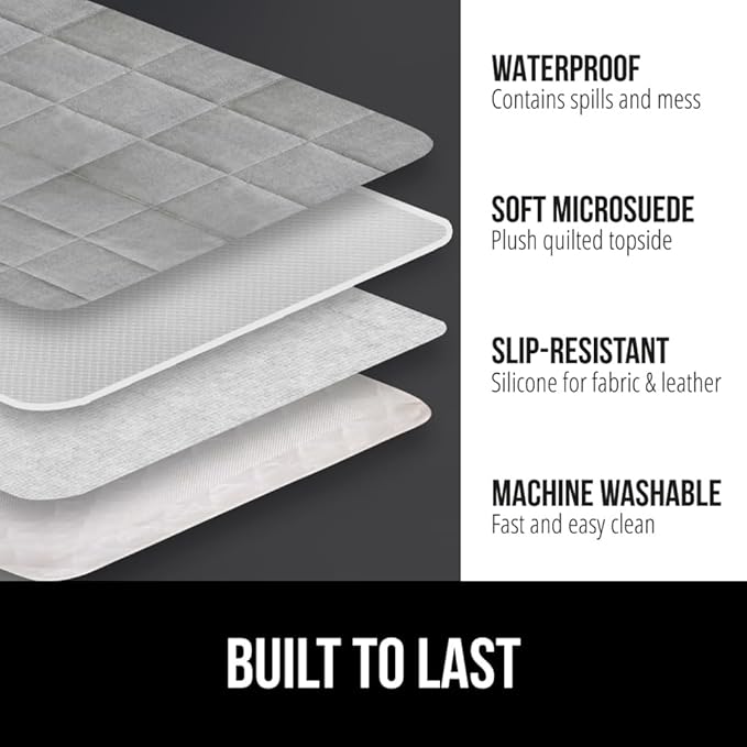 GORILLA GRIP Patented Waterproof Slip-Resistant Oversized 78” Sofa Protector Cover, for Leather or Fabric Couch Cushion, Large Microsuede Furniture Covers Dogs Pets Machine Washable Slipcover, Gray