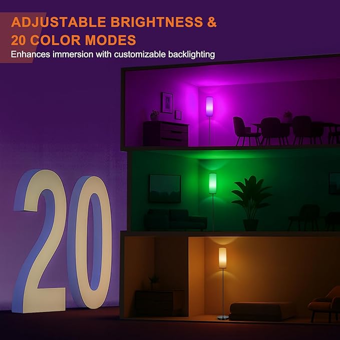 FRIDEKO HOME 2 Pack Floor Lamps for Living Room, Dimmable Colors Temperature & Brightness, Modern Floor Lamp with Remote, Tall Standing Lamps for Living Room Bedroom Office, White Shade 9W Smart Bulb