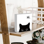 Black Cat Desk Decor, Office Decorations for Work, Cat Lover Gifts for Women, Cat Gifts for Girls, Cat Lover Gifts, Wooden Box Decor Sign for Home Farmhouse Living Room Bedroom Bathroom Classroom Gym