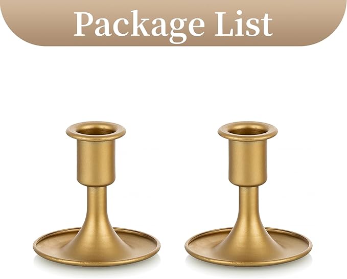Sziqiqi Gold Candle Holders for Candlesticks Set of 2 - Small Taper Candle Holders for Wedding Centerpiece Candle Stick Stands for Candlelight Dinner Table Christmas Mantel