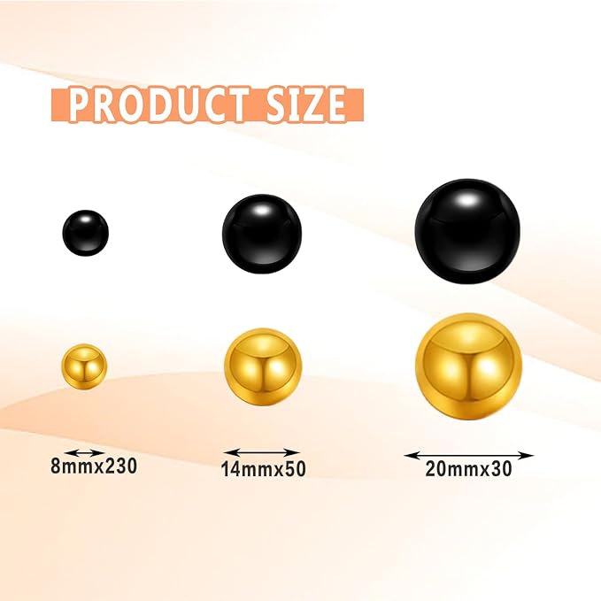 300Pcs Vase Filler Black Brightgold No Hole Faux Pearl Beads for Vase Filling Decorations, Candle Centerpieces, Wedding Centerpieces, Home Party Decor (8/14/20mm)