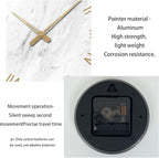 White Marble Large Clocks for Living Room Round Glass Wall Clock Battery Operated 16 Inch Silent Wall Clock Non Ticking