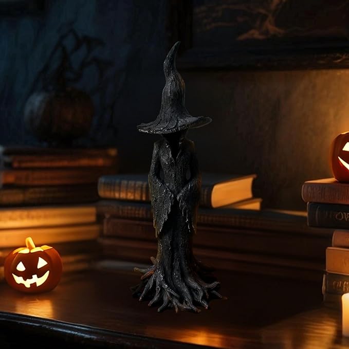 16'' Cracker Barrel Witch Statue, Halloween Witch Statue, Gothic Halloween Resin Figurine, Retro Magician Decor, Dark Fantasy Ornamen, Nib Festival Collectible